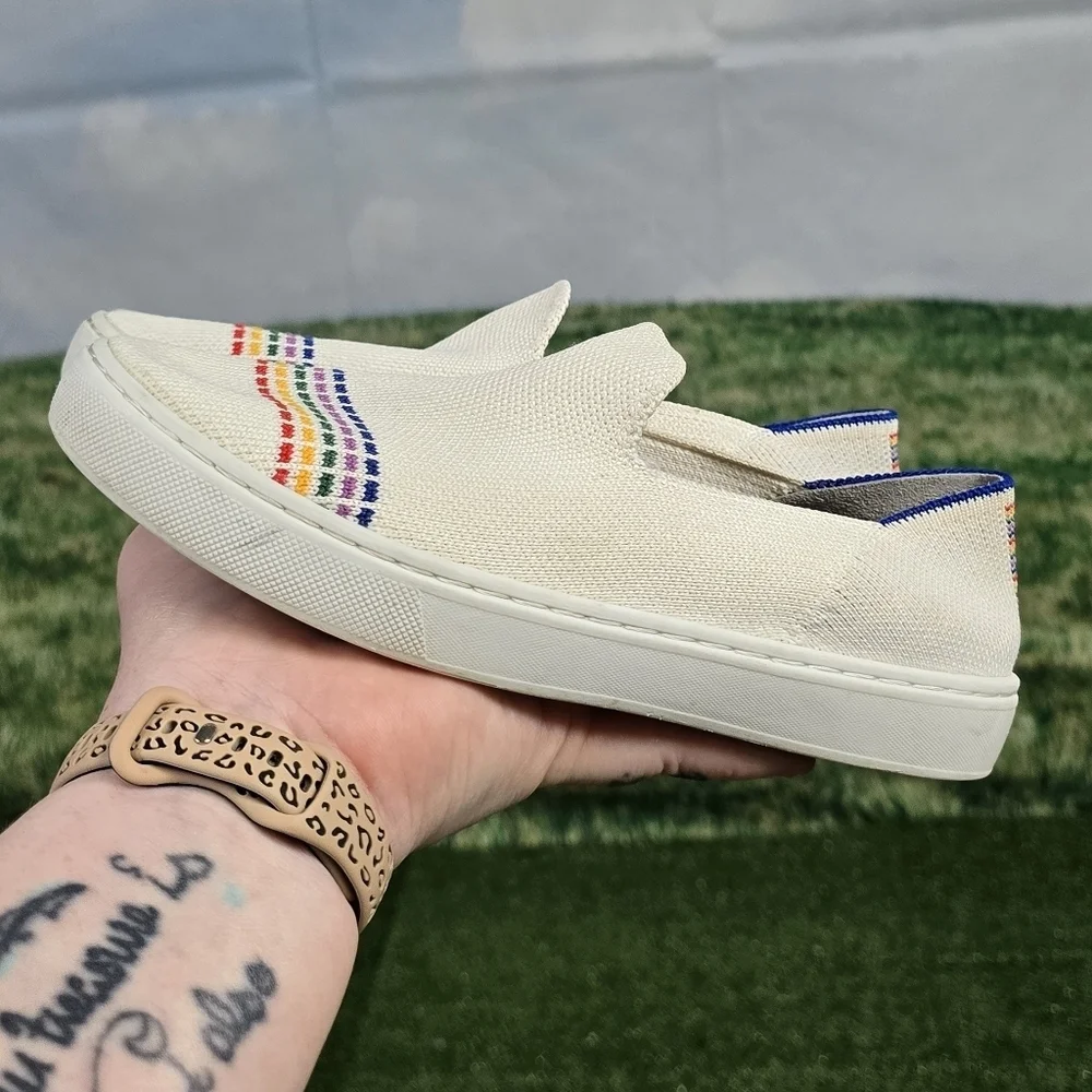 ROTHY'S | KIDS STRETCH KNIT CANVAS RAINBOW SLIP-ON SHOES